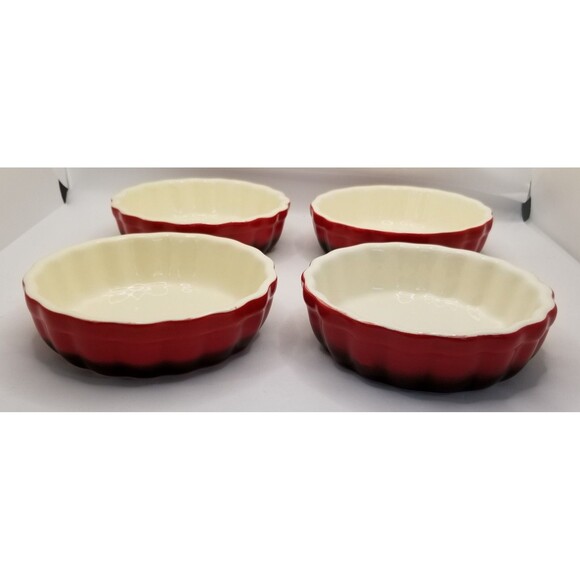 ROCQ Parisian Patisserie 5" Tart Flan Quiche Baking Ramekin Dish Red Ombre 4 ct - Picture 2 of 10